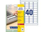 Avery Zweckform Etiketten L6145-20, fälschungssicher, extrem robust, geeignet für SW-Laserdrucker, 45,7 x 25,4 mm, 800 Stück/20 A4-Bogen, Acrylfolie, weiß