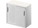 Schäfer Shop Genius Beistellschrank TETRIS SOLID, 2 OH, in Schreibtischhöhe, B 800 mm, 25 mm Abdeckplatte, weiß/weißalu