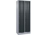 C+P Schließfachschrank Resisto, 2 Abteile, 10 Fächer, B 772 x T 540 x H 1950 mm, Weißalu/Anthrazitgrau