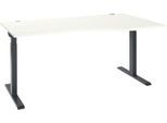 Schreibtisch ERGO-T 2.0, Freiform, Ansatz rechts, T-Fuß, B 1800 x T 1000/800 x H 675-895 mm, weiß/anthrazit