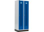 Schäfer Shop Select Kleiderspind, mit gelochten Streifen, 2 Abteile, 400 mm, mit Sockel, Drehriegelverschluss, Tür enzianblau