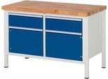 Werkbank Modell 8466, 2 Schubladen, 2 Türen, höhenverstellbar, B 1250 x T 700 x H 840-1040 mm