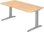 Schreibtisch TOPAS LINE, manuell höheneinstellbar, B 1600 mm, Ahorn/silber/silber