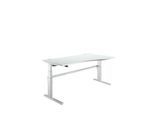 Schreibtisch Komfort, elektrisch höhenverstellbar, Freiform, Ansatz rechts, C-Fuß, B 1800 x T 1000/800 x H 655-1305 mm, lichtgrau/weißalu