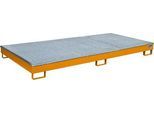 Bauer Regalwanne RW-GR 2700-1 PE, mit PE-Einsatz und Gitterrost, L 2665 x B 1315 x H 210 mm, lackiert, gelborange RAL 2000