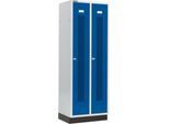 Schäfer Shop Select Kleiderspind, mit gelochten Streifen, 2 Abteile, 300 mm, mit Sockel, Zylinderschloss, Tür enzianblau