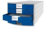 Schubladenbox HAN Impuls 2.0, 4 Schubladen, Format A4, stapelbar, geschlossen, grau/blau