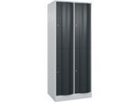 C+P Garderobenspind Resisto, 2 Abteile, 4 Fächer, B 772 x T 640 x H 1950 mm, Lichtgrau/Anthrazitgrau
