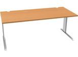 Schäfer Shop Pure Schreibtisch PLANOVA BASIC, Rechteck, C-Fuß, B 1800 x T 800 x H 717 mm, Buche/weiß + Kabelkanal