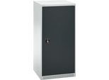 Schäfer Shop Genius Flügeltürenschrank FS, Stahl, mit Belüftungslöchern, B 545 x T 520 x H 1105 mm, 3 OH, Lichtgrau/Anthrazitgrau, bis 150 kg
