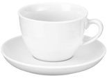 Cappuccinotassen-Set BISTRO, 6 Tassen & Unterassen, jeweils 0,3 l, H 71 mm, Porzellan, weiß