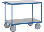 Tischwagen fetra®, 2 Etagen, Lenk- & Bockrollen, bis 600 kg, Ladeflächen aus Hart-PVC mit L 1200 x B 800 mm