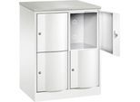 C+P Schließfachschrank Resisto, 2 Abteile, 4 Fächer, B 772 x T 540 x H 1077 mm, Verkehrsweiß