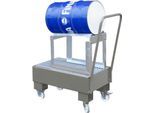 Auffangwanne, Typ AW60-1 SRF, fahrbar, grau RAL7005