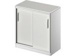 Schäfer Shop Genius Schiebetürenschrank TETRIS SOLID, 2 OH, B 800 mm, inkl. 19 mm Abdeckplatte, lichtgrau/weißalu