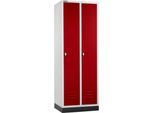 Schäfer Shop Select Kleiderspind, mit 2 Abteilen, mit Sockel, Drehriegelverschluss, lichtgrau/rot