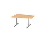 Schäfer Shop Select Besprechungstisch MODENA Basic, Tonne, T-Fuß, B 1400 x T 1000 x H 717 mm, Buche/weißaluminium RAL 9006