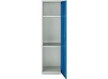 Schäfer Shop Genius Mehrzweckschrank FS, modular, individuell erweiterbar, 2 Fachböden, bis 250 kg, B 545 x T 520 x H 1950 mm, Stahl, lichtgrau/enzianblau