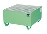Stahl-Auffangwanne mit Gitterrost, 800 x 800 mm, grün RAL 6011