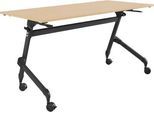 Schäfer Shop Select Klapptisch mit Rollen, Rechteck, Vierkantrohr, B 1400 x T 600 x H 720 mm, Ahorn/schwarz
