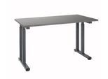 Schreibtisch Set Up, Rechteck, C-Fuß, B 1300 x T 650 x H 685-820 mm, graphit/graphit