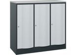 C+P Garderobenschrank Resisto, 3 Abteile, 3 Fächer, B 1148 x T 540 x H 1077 mm, Anthrazitgrau/Lichtgrau