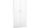 Büroschrank, 5 OH, abschließbar, mit aufliegenden Türen, B 950 mm, Verkehrsweiß