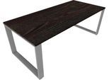 Schreibtisch QUANDOS BOX, Kufengestell, Rechteck, B 2000 x T 900 x H 720 - 820 mm, Mooreiche