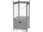 Fass-Stapelpalette Bauer FSP-1 D, Drahtgitter-Wände, Kapazität 1 x 200 l Fass, grau