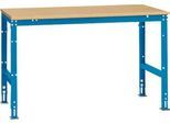 Manuflex Arbeitstisch UNIVERSAL Standard, 1500 x 1000 mm, Multiplex natur, lichtblau
