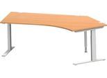 Schäfer Shop Genius Winkelschreibtisch MODENA FLEX 135°, Ansatz rechts, C-Fuß-Rechteckrohr, B 2165 mm, buche/weiß