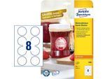 AVERY® Zweckform Klebeetiketten, blanko, Ø 65 mm, rund, für alle Drucker, weiß