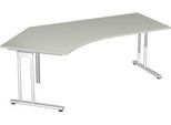 Winkelschreibtisch 135° PALENQUE, C-Fuß, Winkel links, B 2165 x T 800/1130 x H 720 mm, lichtgrau