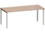 Schreibtisch MODENA FLEX, Quadrat, 4-Fuß Quadratrohr, B 1800 x T 800 x H 720-820 mm, Eiche/weißaluminium