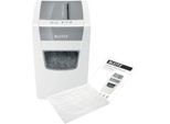 Leitz IQ Home Office Slim Aktenvernichter P4, Partikelschnitt 4 x 28 mm, 23 l, 10 Blatt Schnittleistung, Anti-Papierstau-Technologie, weiß