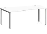 Schreibtisch MODENA FLEX, Freiform, Ansatz links, 4-Fuß Quadratrohr, B 1800 x T 1000/800 x H 720-820 mm, weiß/weißaluminium