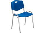 NowyStyl Besucherstuhl, H 470 mm x B 460 mm x T 410 mm, Kunststoff, mit Stahlgestell, Antikratzfüße, stapelbar, aluminium-blau