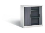 C + P Rollladenschrank Omnispace, 2 OH, abschließbar, B 1000 x T 420 x H 1030 mm, Stahl, lichtgrau/schwarzgrau