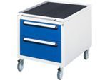 Rau Roll-Container für höhenverstellbare Arbeitstische Jerry, Tom, Serie E, Adlatus, 2 Schubladen, B 480 x T 600 x H 540 mm, lichtgrau/enzianblau