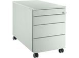 Schäfer Shop Genius Rollcontainer 1233, 3 Schubladen, 1 Utensilienauszug, Zentralverschluss, seitliche Griffnut, B 435 x T 765 x H 577 mm, lichtgrau/lichtgrau/lichtgrau