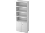 Regalschrank TOPAS LINE, 4 OH Regal/2 OH Türen, weiß/weiß