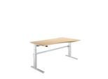Schreibtisch Komfort, elektrisch höhenverstellbar, Freiform, Ansatz rechts, C-Fuß, B 1800 x T 1000/800 x H 655-1305 mm, Ahorn/weißalu