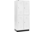Schäfer Shop Select Kleiderspind, mit 2 x 2 Abteilen, 400 mm, mit Sockel, Drehriegelverschluss, Tür lichtgrau