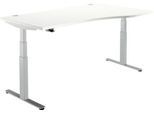 Schäfer Shop Select Schreibtisch DRIVE UP 2, elektrisch höhenverstellbar, Freiform, Ansatz rechts, T-Fuß, B 1800 mm, weiß/weißalu