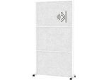 MAUL Stellwandsystem MAULconnecto UpLight, 3x Akustikvlies hell, LED-Beleuchtung, Klettverbindung, auf Rollen, H 1800 x B 1000 mm, weiß