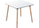 Bistrotisch Palomba, Quadrat, 4-Fuß Gestell aus Massivholz, B 800 x T 800 x H 750 mm, weiß/Buche