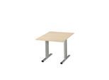 Schäfer Shop Select Besprechungstisch Planova Basic, Quadrat, T-Fuß, B 1000 x T 1000 x H 717 mm, Ahorn/weißaluminium RAL 9006