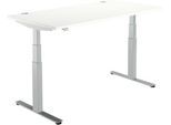 Schäfer Shop Select Schreibtisch DRIVE UP 2, elektrisch höhenverstellbar, Rechteck, T-Fuß, B 1600 x T 800 x H 630-1290 mm, weiß/weißaluminium