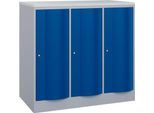 C+P Garderobenschrank Resisto, 3 Abteile, 3 Fächer, B 1148 x T 640 x H 1077 mm, Weißalu/Enzianblau