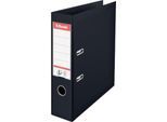 Ordner Esselte® No. 1, A4, Rückenbreite 75 mm, für ca. 500 Blatt, Hebelmechanik, Rückenschild, Griffloch & Raumsparschlitze, FSC®-Karton, schwarz